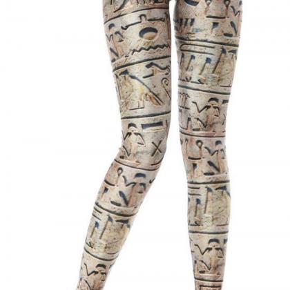 Egyptial Hieroglyphics Leggings Size Medium
