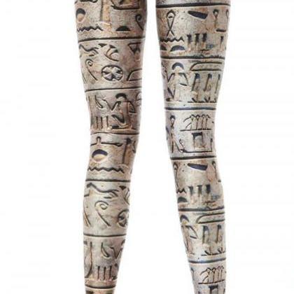 Egyptial Hieroglyphics Leggings Size Medium