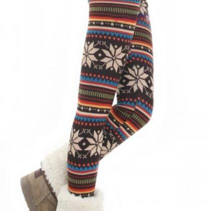 Women's Knit Snowflakes Leggings..