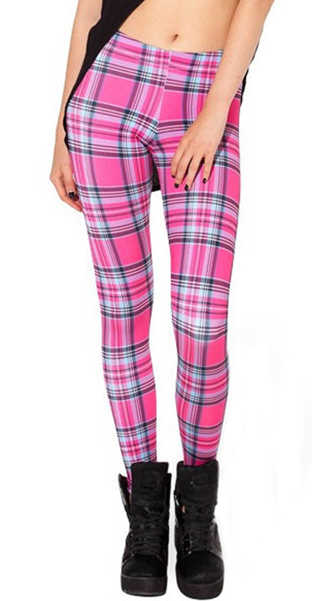 Tartan Pink Plaid Leggings Size Medium Tall on Luulla
