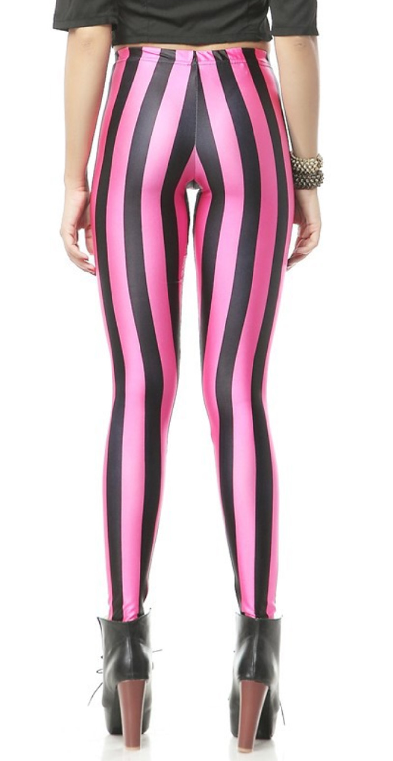Pink And Black Stripes Leggings Size Medium on Luulla